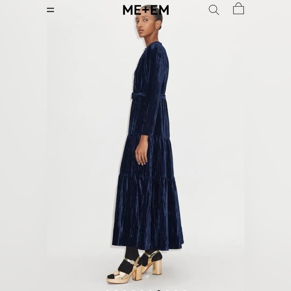 Me+EM midi Maxi Dress Elegant Navy Velvet Maxi Dress MSRP $450 - Picture 2 of 11